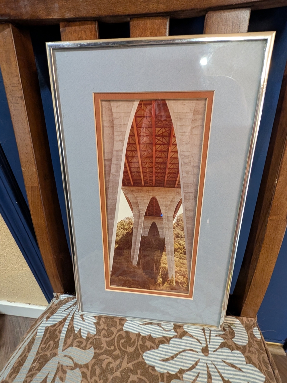 Vintage Architectural Bridge Photograph Custom Framed Toledo Ohio 16.75 x 10.25